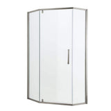 WELLFOR 34 in. x 72 in. Neo Angle Pivot Semi Frameless Corner Shower Enclosure in Brushed Nickel