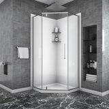 WELLFOR 34 in. x 72 in. Neo Angle Pivot Semi Frameless Corner Shower Enclosure in Brushed Nickel