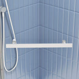 WELLFOR 35.56 in. W x 72 in. H Neo Angle Pivot Frameless Corner Shower Enclosure in Matte White (Base Not included)