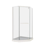 WELLFOR 35.56 in. W x 72 in. H Neo Angle Pivot Frameless Corner Shower Enclosure in Matte White (Base Not included)