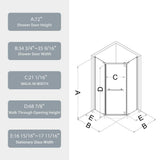 WELLFOR 35.56 in. W x 72 in. H Neo Angle Pivot Frameless Corner Shower Enclosure in Matte White (Base Not included)