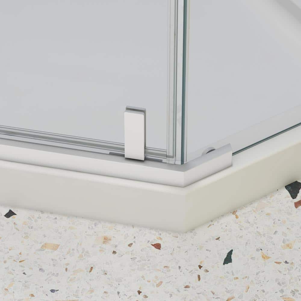 WELLFOR 35.56 in. W x 72 in. H Neo Angle Pivot Frameless Corner Shower Enclosure in Matte White (Base Not included)