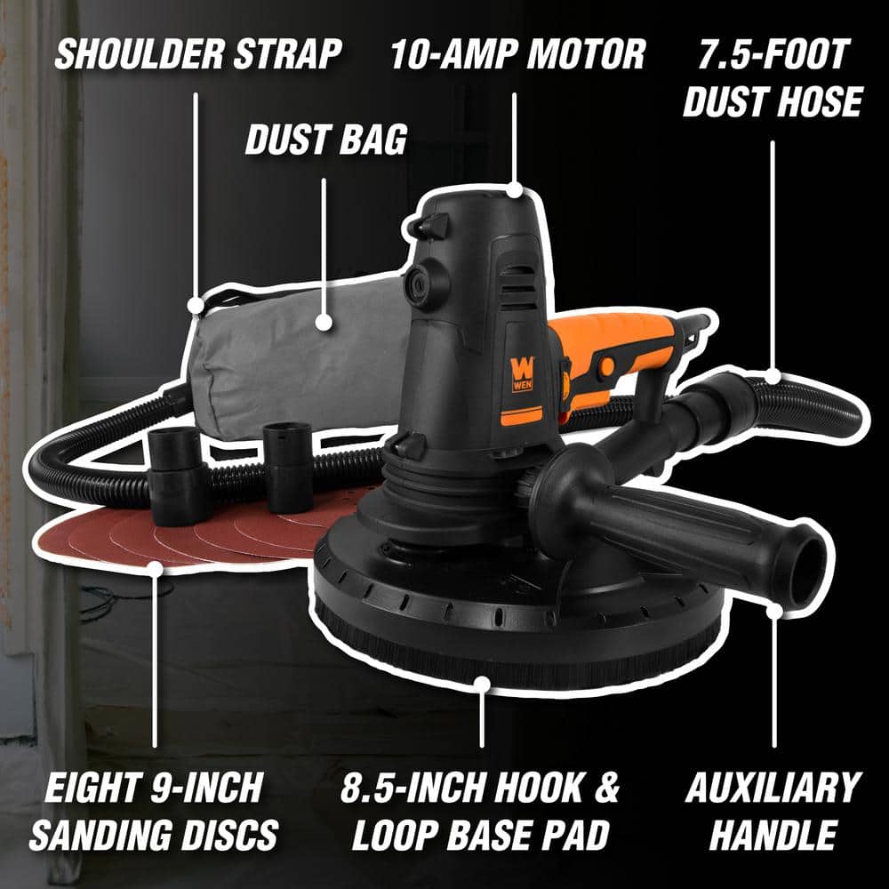 WEN 10 Amp Variable Speed Handheld Drywall Sander with Dust Hose and Collection Bag