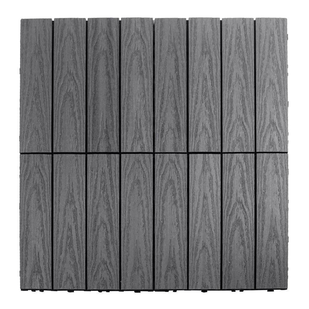 NewTechWood UltraShield Naturale 1 ft. x 1 ft. Quick Deck Outdoor Composite Deck Tile Sample in Westminster Gray