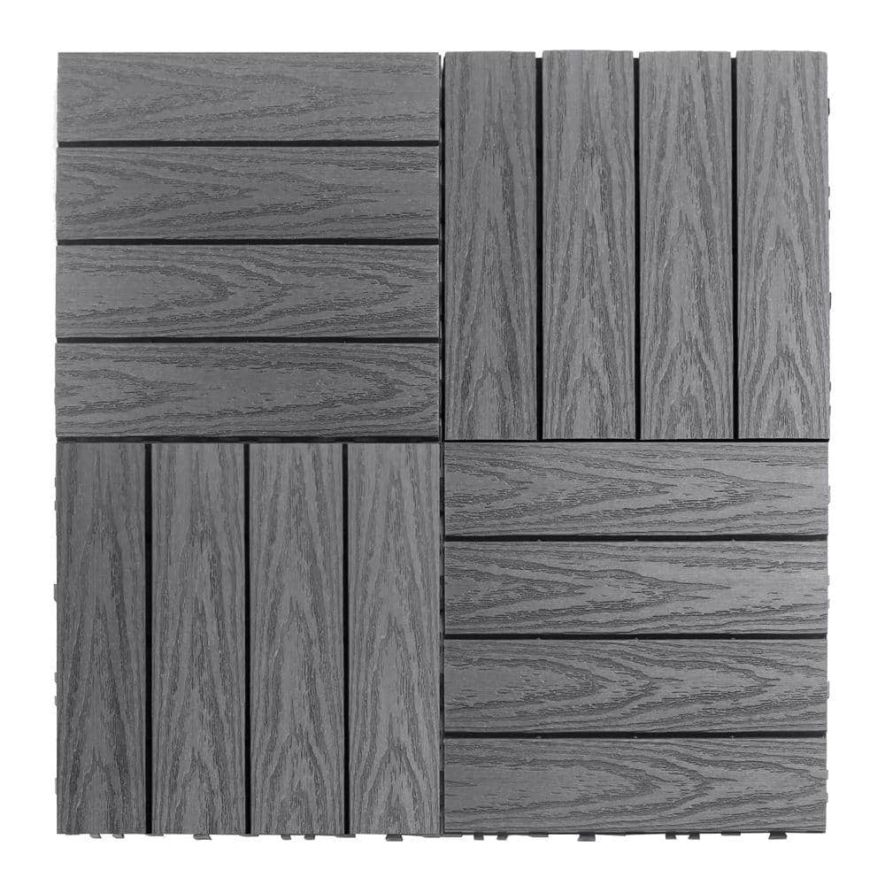 NewTechWood UltraShield Naturale 1 ft. x 1 ft. Quick Deck Outdoor Composite Deck Tile Sample in Westminster Gray