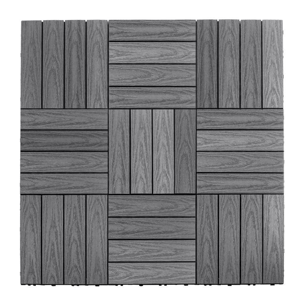 NewTechWood UltraShield Naturale 1 ft. x 1 ft. Quick Deck Outdoor Composite Deck Tile Sample in Westminster Gray