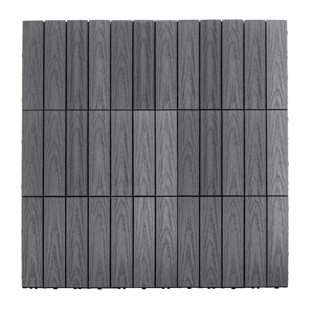 NewTechWood UltraShield Naturale 1 ft. x 1 ft. Quick Deck Outdoor Composite Deck Tile Sample in Westminster Gray