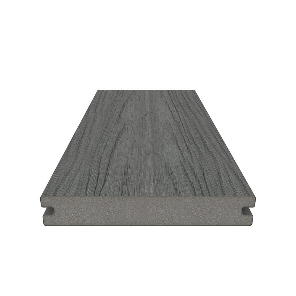 NewTechWood Naturale Magellan Series 1 in. x 5-1/2 in. x 0.5 ft. Westminster Gray Composite Decking Board Sample with Groove