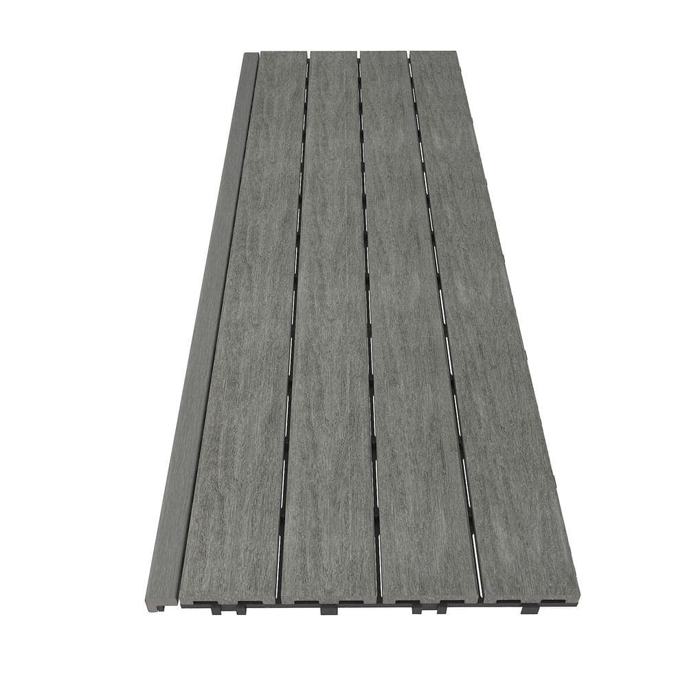 NewTechWood 1/12 ft. x 3 ft. Quick Deck Composite Deck Tile Straight Trim in Westminster Gray (2-Pieces/Box)