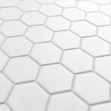 Merola Tile Metro Hex 2 in. Matte White Porcelain Mosaic Tile, 11-1/8 in. x 12-5/8 in. x 6 mm (9.96 sq. ft. per case)