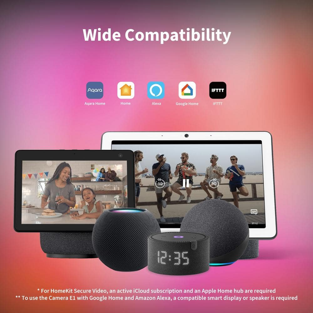 Aqara Camera E1, Home Security Camera with PT Function, Home Automation, Light AI Detection, AqaraHub is required