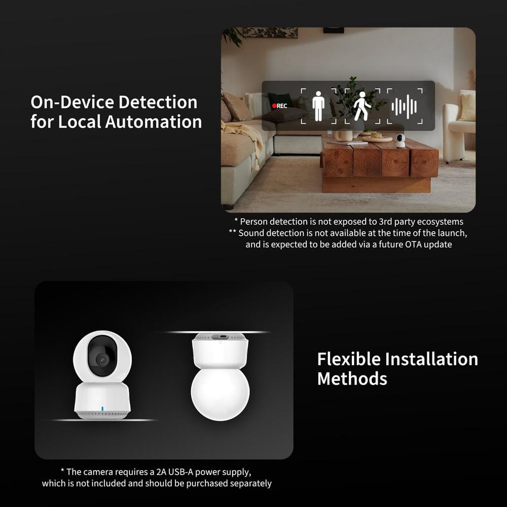 Aqara Camera E1, Home Security Camera with PT Function, Home Automation, Light AI Detection, AqaraHub is required