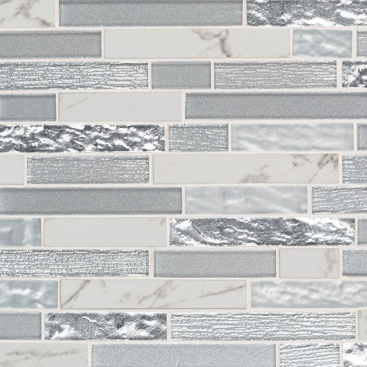 Whistler Ice Interlocking 11.81 in. x 12 in. x 8mm Glass Mesh-Mounted Mosaic Tile (9.7 sq. ft. / case)