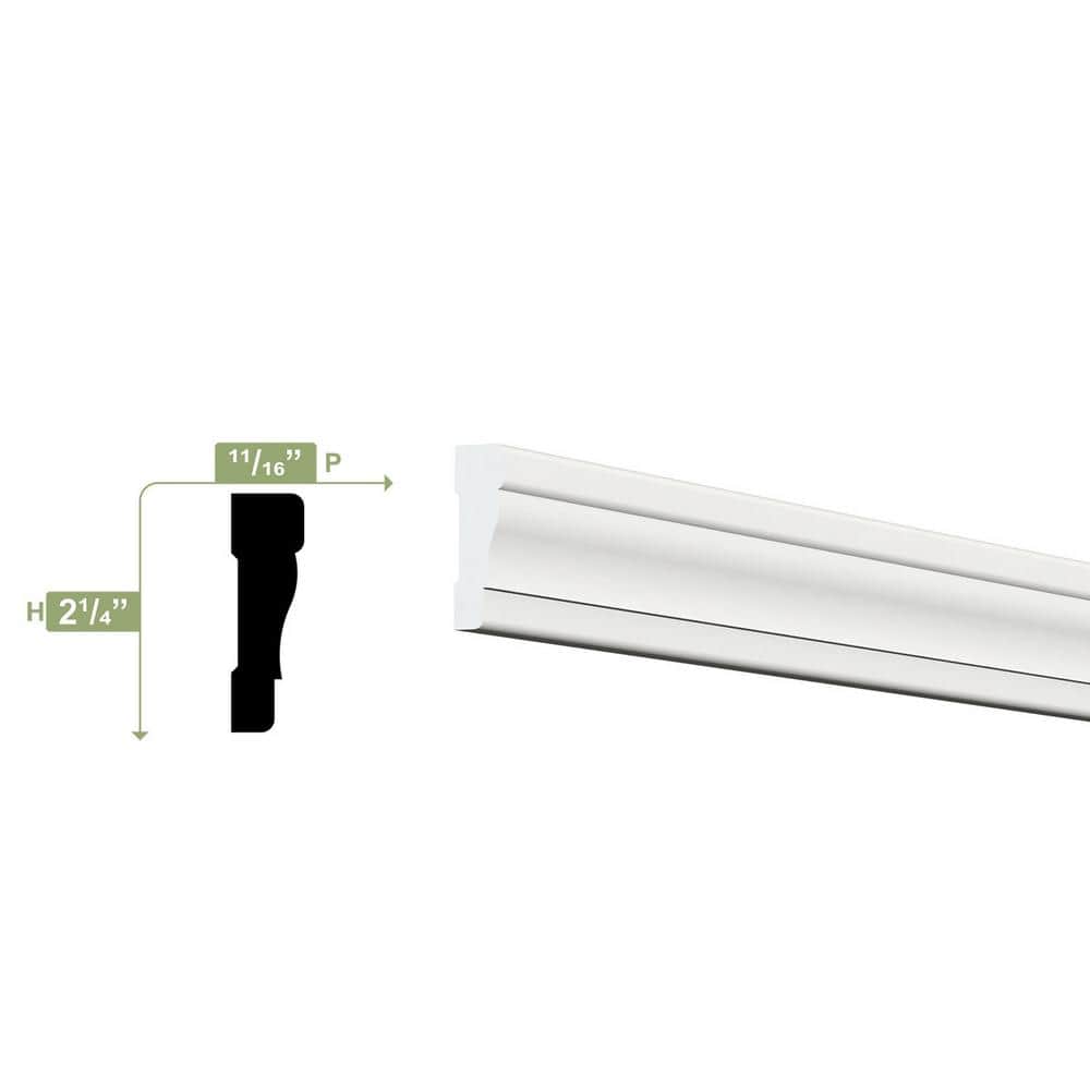 Ekena Millwork 2-1/4 in. x 3/4 in. x 96 in. Colonial Casing Moulding, PVC