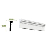 Ekena Millwork 3-1/2 in. x 1 in. x 96 in. RB3 Casing Moulding, PVC