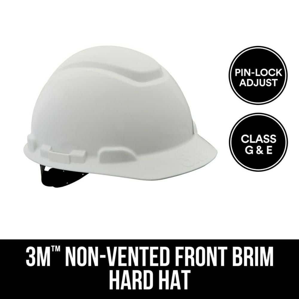 3M Quick Adjusting Ratchet Hard Hat, White Non‑Vented, Pinlock Suspension (CHH-P-W12)