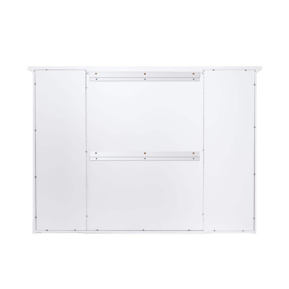 ANGELES HOME 42 in. W x 30 in. H Rectangular White Solid Wood Soft Close Bathroom Medicine Cabinet with Mirror, Easy Hang, Assembled