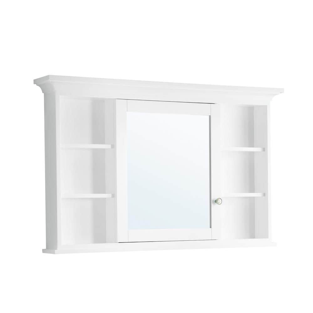 ANGELES HOME 48 in. W x 30 in. H Rectangular Solid Wood Frame Bathroom Medicine Cabinet with Mirror