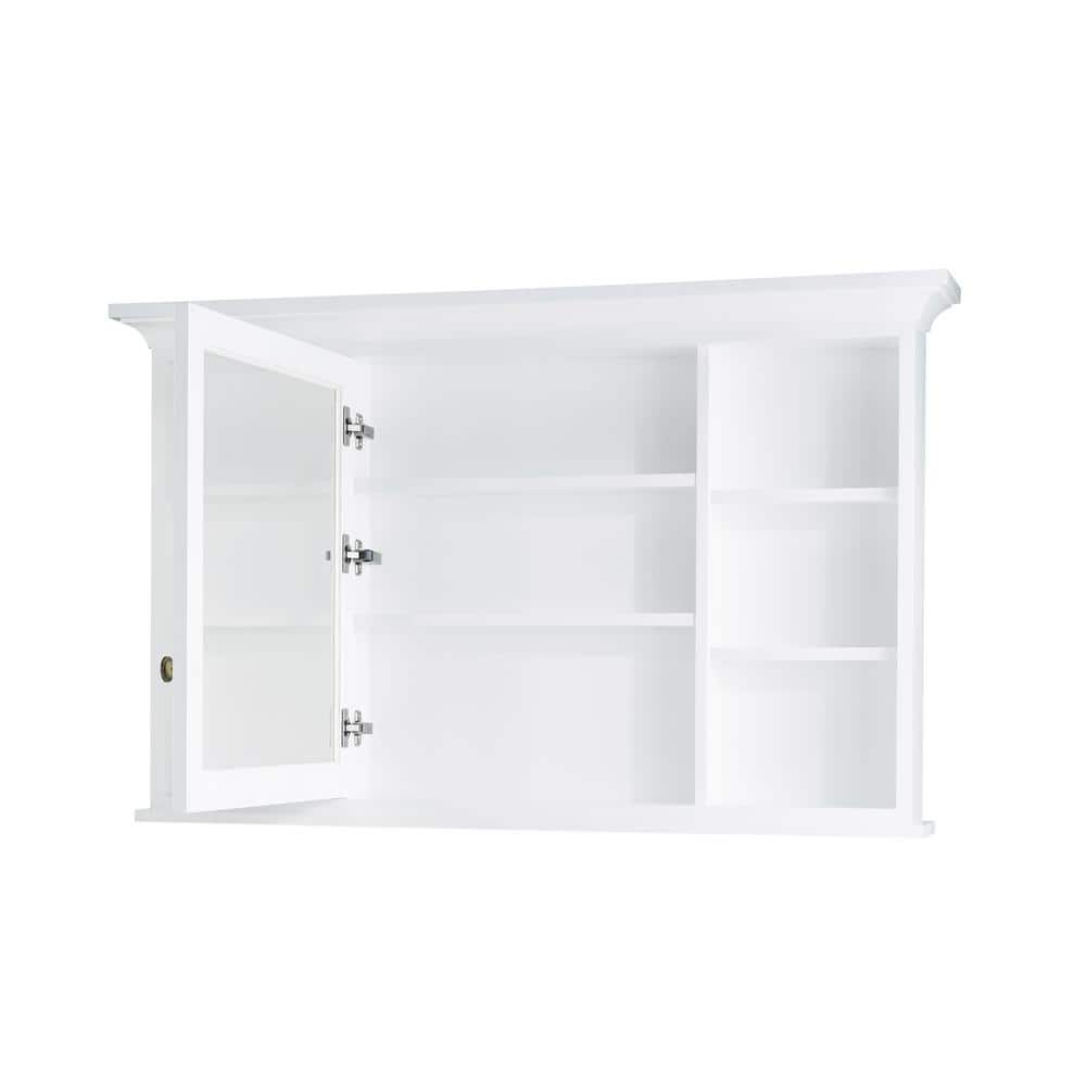 ANGELES HOME 48 in. W x 30 in. H Rectangular Solid Wood Frame Bathroom Medicine Cabinet with Mirror