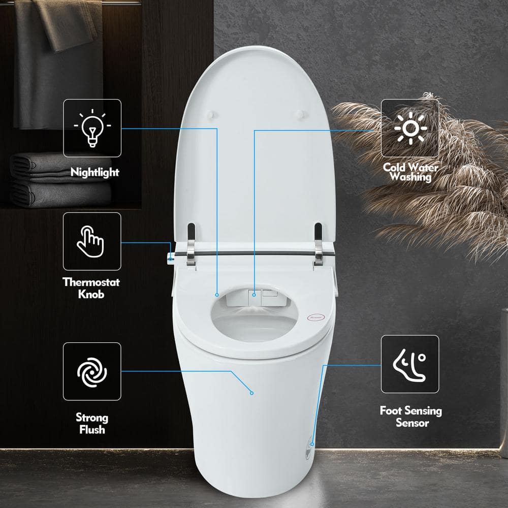 Abruzzo Elongated Smart Bidet Toilet with Sensor Flush & Night Light