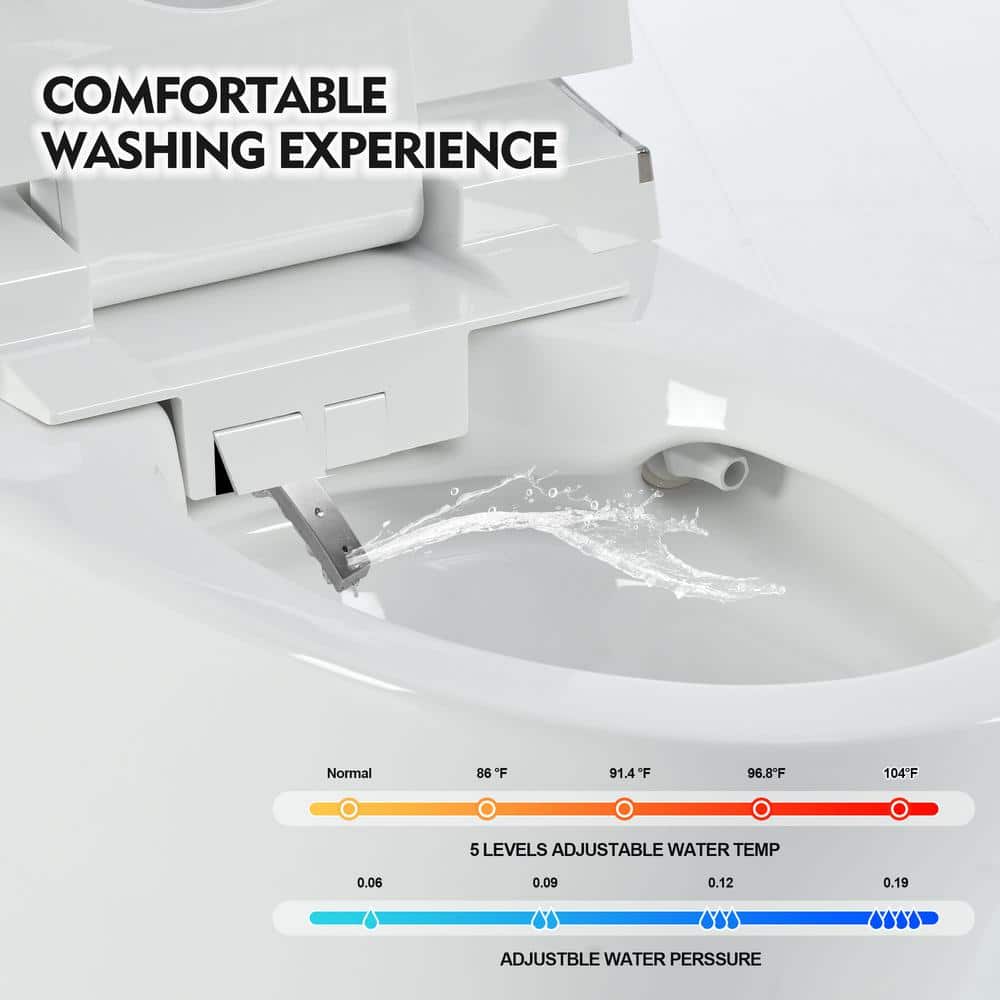 Abruzzo Elongated Smart Bidet Toilet in White with Heated Seat, Remote Control, and Dryer
