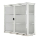 Adrinfly 27.60 in. L x 9.10 in. H x 23.60 in. W Double Glass Door Assembled Wall Cabinet with Detachable Shelves in White