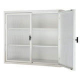 Adrinfly 27.60 in. L x 9.10 in. H x 23.60 in. W Double Glass Door Assembled Wall Cabinet with Detachable Shelves in White