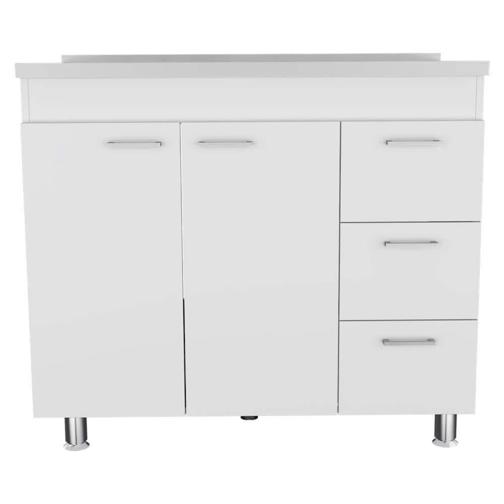 Adrinfly 20.67 in. x 38.37 in. Freestanding Wood Laundry Sink with Cabinet in White