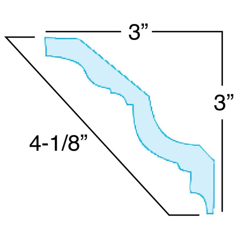 American Pro Decor 3 in. x 3 in. x 94-1/2 in. Ribbon Rope Polyurethane Crown Moulding Pro Pack 31-1/2 LF (4-Pack)