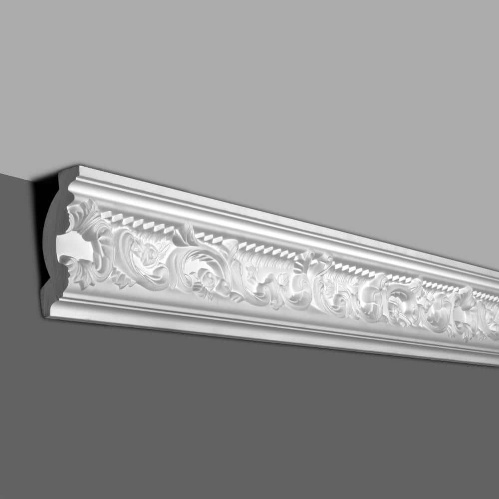 American Pro Decor 4-1/2 in. x 2 in. x 94-1/2 in. Floral Polyurethane Crown Moulding Pro Pack 15-1/2 LF (2-Pack)