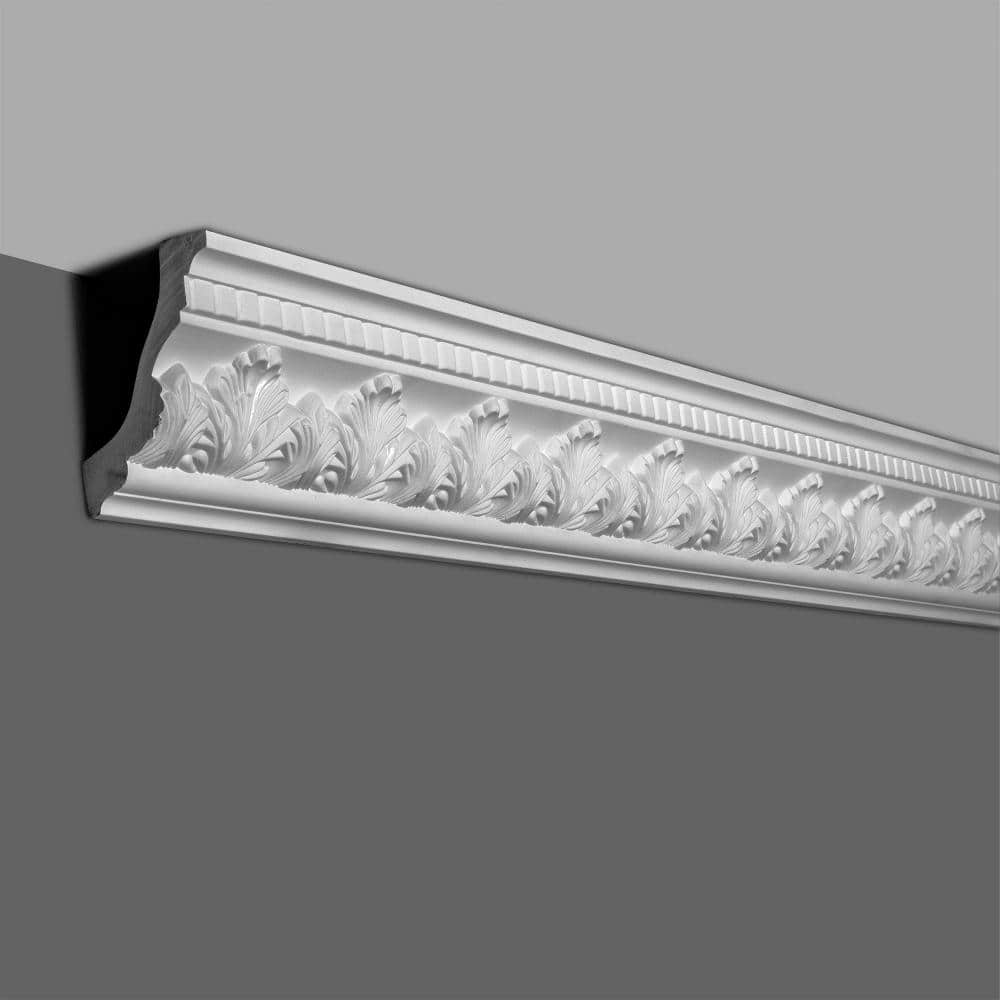 American Pro Decor 4-1/2 in. x 3-1/8 in. x 94-1/2 in. Acanthus Polyurethane Crown Moulding Pro Pack 15-1/2 LF (2-Pack)