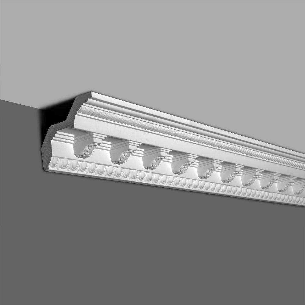 American Pro Decor 3-15/16 in. x 3-5/8 in. x 94-1/2 in. Egg and Dart with Acanthus Corbel Polyurethane Crown Moulding 15-1/2 LF (2-Pack)