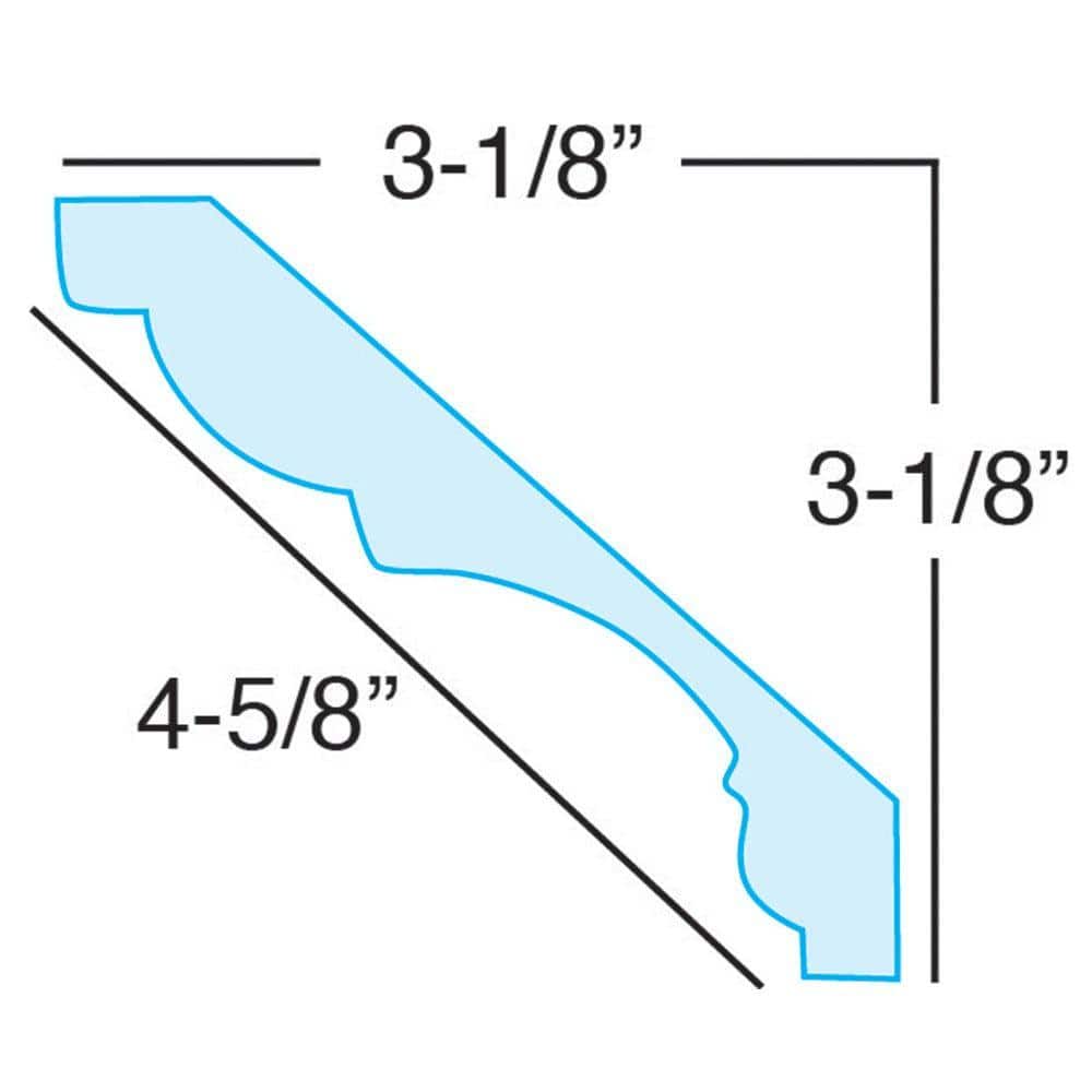 American Pro Decor 3-1/8 in. x 3-1/8 in. x 96 in. Plain Recycled Polystyrene Crown Moulding Pro Pack 32 LF (4-Pack)