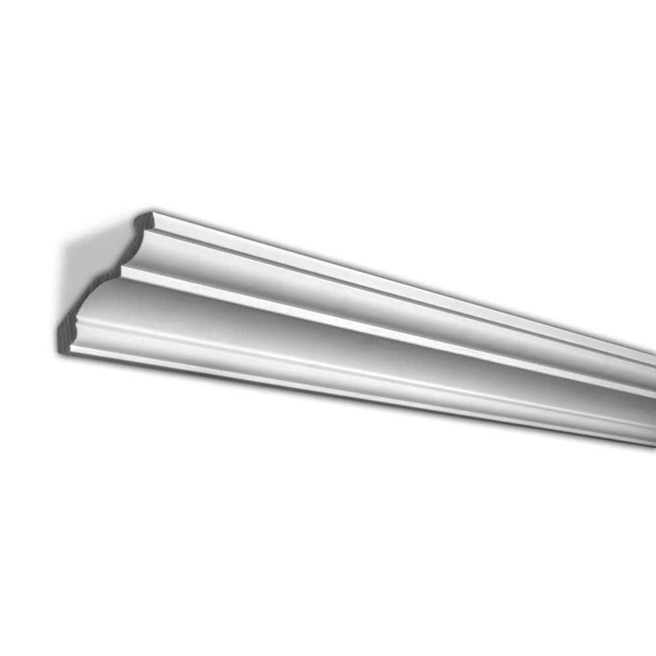 American Pro Decor 3-1/8 in. x 3-1/8 in. x 96 in. Plain Recycled Polystyrene Crown Moulding Pro Pack 32 LF (4-Pack)