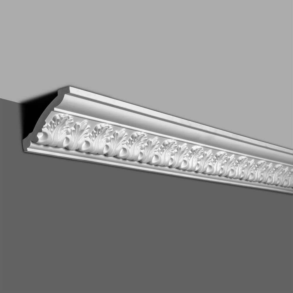 American Pro Decor 3-1/8 in. x 3-5/8 in. x 94-1/2 in. Acanthus Polyurethane Crown Moulding Pro Pack 39 LF (5-Pack)