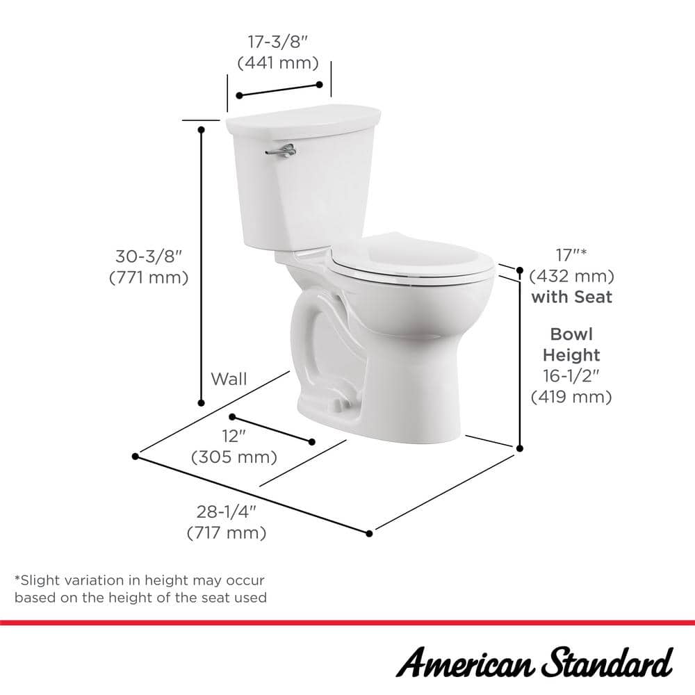 American Standard Cadet White Round Chair Height 2-Piece Toilet, 12-in Rough-In, ADA Compliant