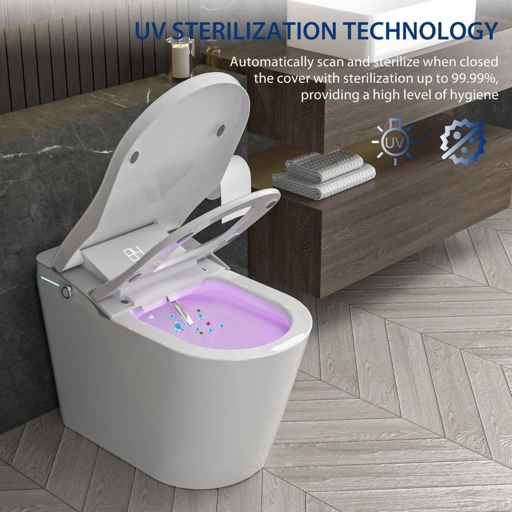 Amucolo 1-Piece Smart Bidet Toilet with Heated Seat & Auto Sensor Flush in White
