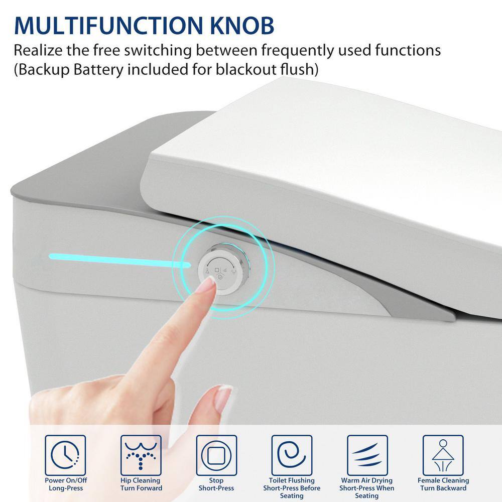 Amucolo 1-Piece Smart Bidet Toilet with Heated Seat & Auto Sensor Flush in White