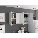 Amucolo 47.2 in. W x 13.1 in. D x 23.6 in. H White Ready to Assemble Wall Kitchen Cabinet with Shelves and Four Doors