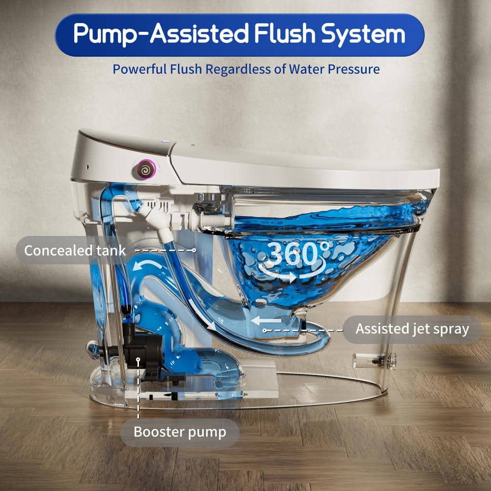 Casta Diva Elongated Electric Bidet Toilet with Auto Foam Layer, Flush & Nightlight