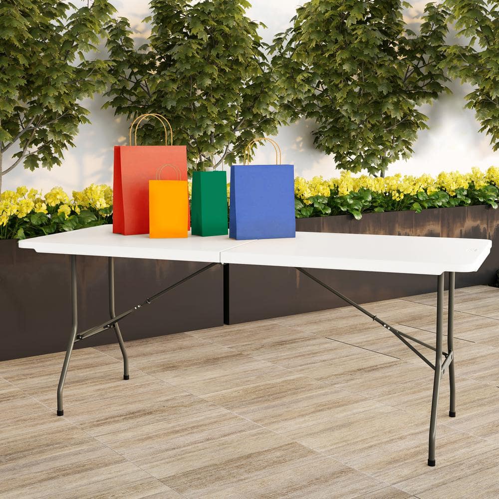 Lavish Home 6 ft. Folding Utility Table with Plastic Tabletop
