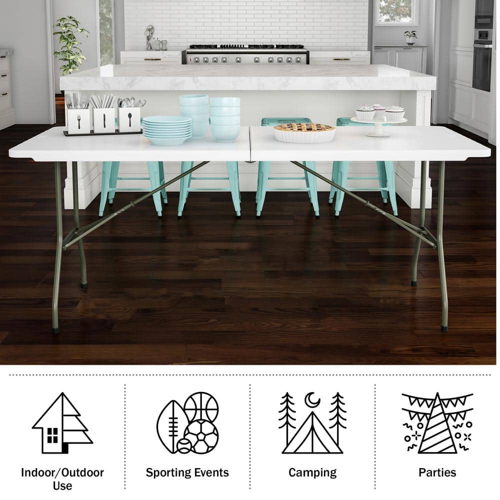 Lavish Home 6 ft. Folding Utility Table with Plastic Tabletop