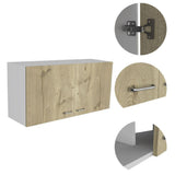 Amucolo 39.3 in. W x 12.6 in. D x 19.3 in. H White and Light Oak Wood Ready to Assemble Wall Kitchen Cabinet with Double Doors
