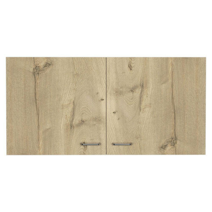 Amucolo 39.3 in. W x 12.6 in. D x 19.3 in. H White and Light Oak Wood Ready to Assemble Wall Kitchen Cabinet with Double Doors