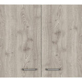 39.3 in. W x 12.6 in. D x 19.3 in. H White and Light Oak Ready to Assemble Wall Kitchen Cabinet Double Doors
