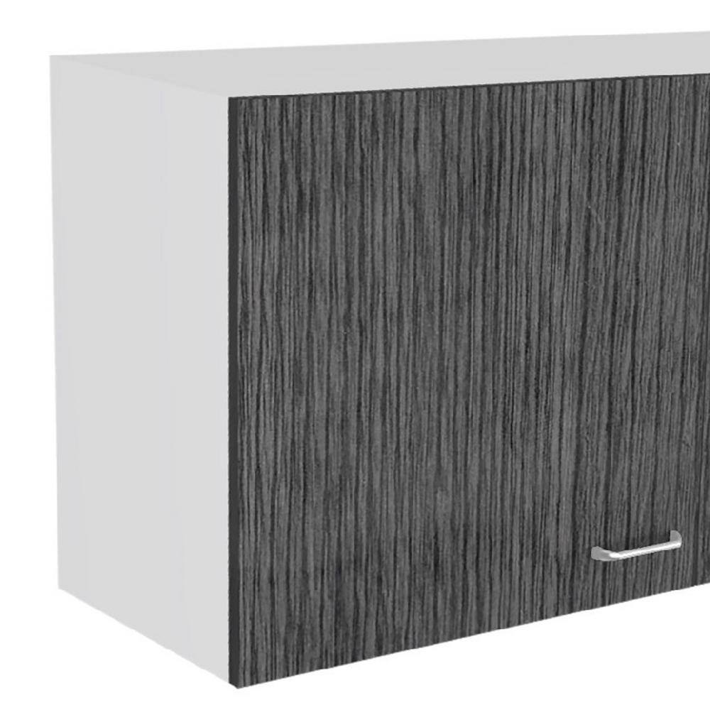 Amucolo 39.3 in. W x 12.6 in. D x 19.3 in. H White and Smokey Gray Ready to Assemble Wall Kitchen Cabinet with Double Doors