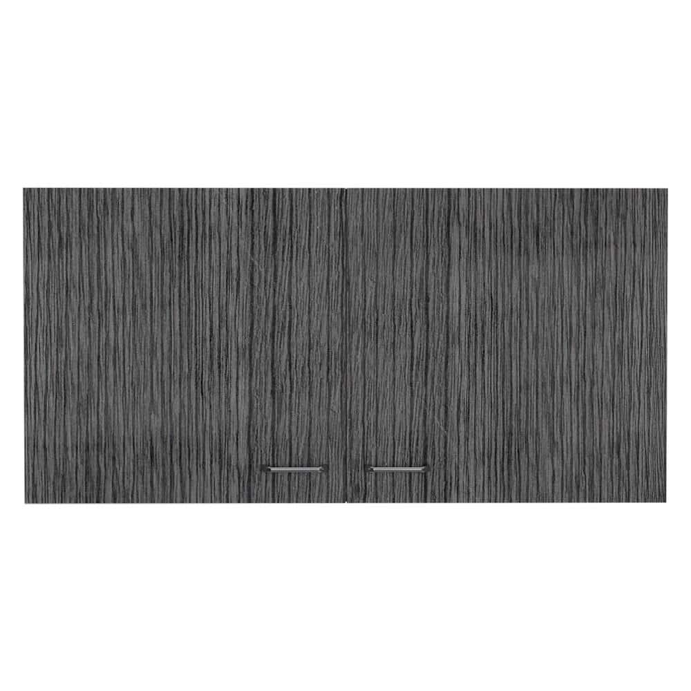 Amucolo 39.3 in. W x 12.6 in. D x 19.3 in. H White and Smokey Gray Ready to Assemble Wall Kitchen Cabinet with Double Doors