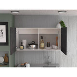 Amucolo 39.3 in. W x 12.6 in. D x 19.3 in. H White and Smokey Gray Ready to Assemble Wall Kitchen Cabinet with Double Doors