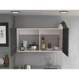 39.3 in. W x 12.6 in. D x 19.3 in. H White and Smokey Gray Ready to Assemble Wall Kitchen Cabinet with Double Doors