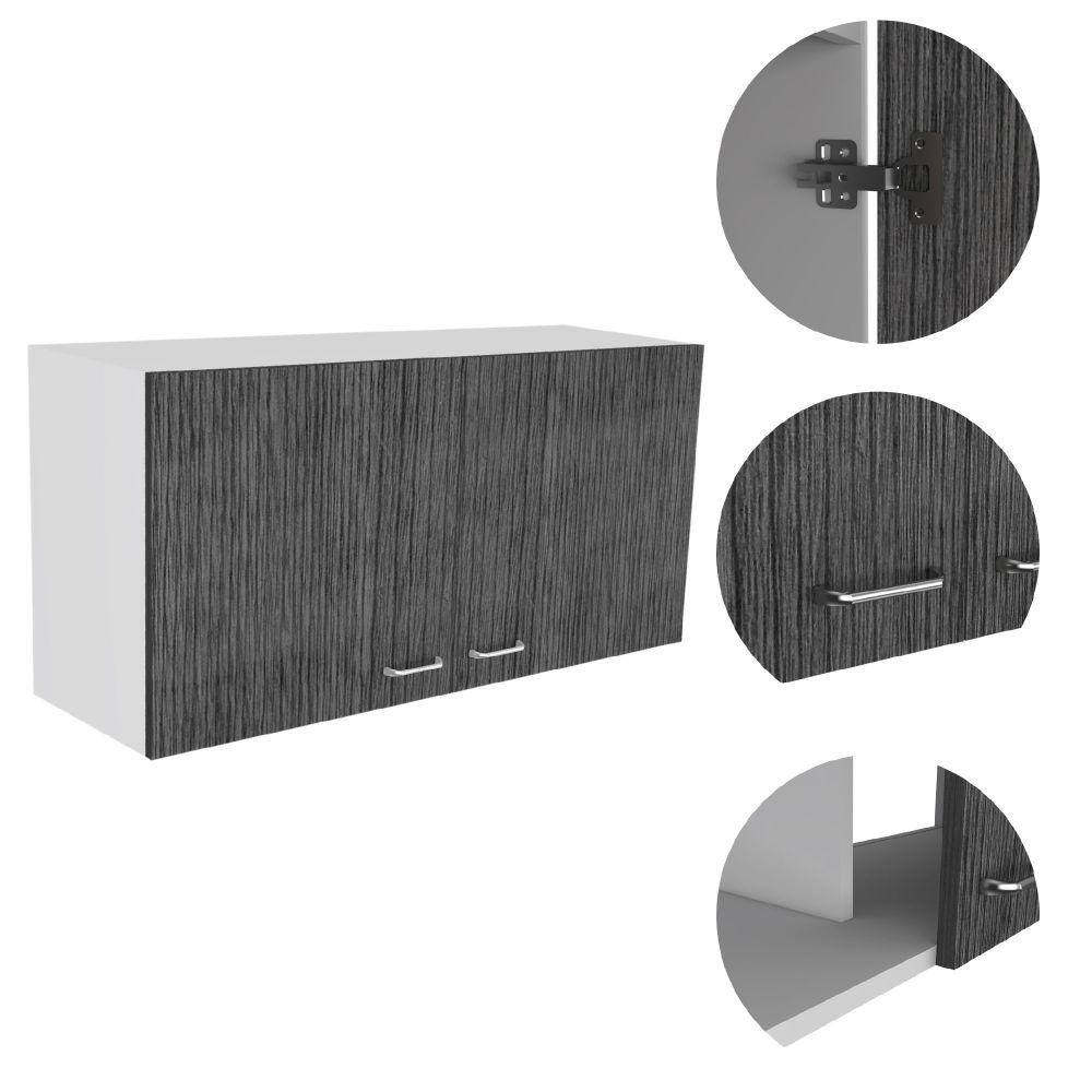 39.3 in. W x 12.6 in. D x 19.3 in. H White and Smokey Gray Ready to Assemble Wall Kitchen Cabinet with Double Doors